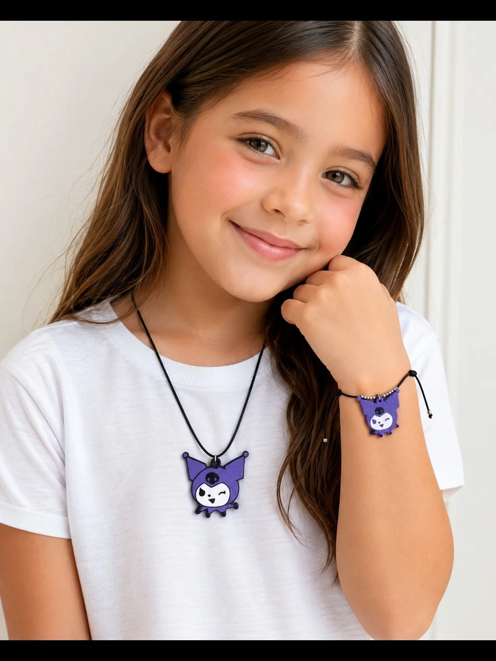 Kuromi Inspired Purple & Black Character Jewelry Set